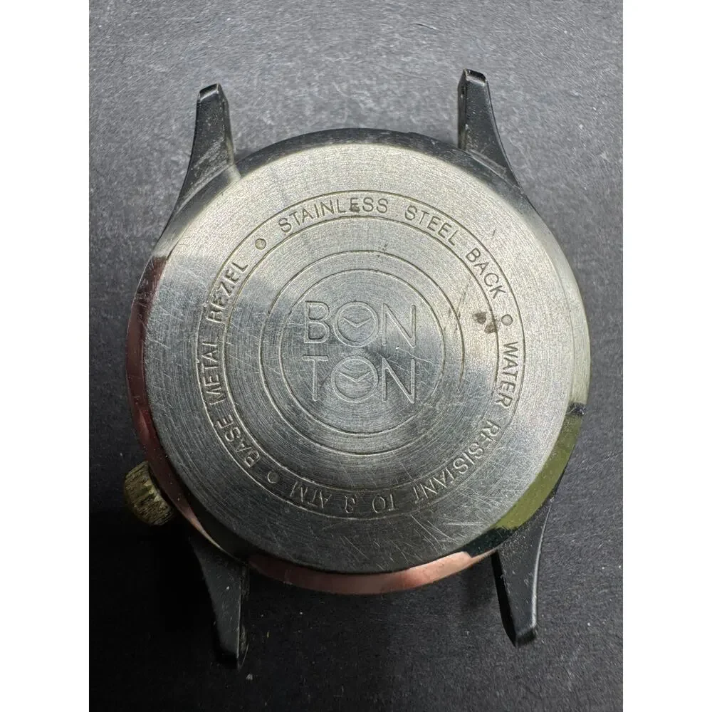 Vintage Bon Ton Plane 34mm Quartz Men's Watch Spinning Propeller Seconds Hand